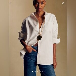 Sézane Max Shirt White Oversized Button-Down EU 46 / US 14 Organic Cotton